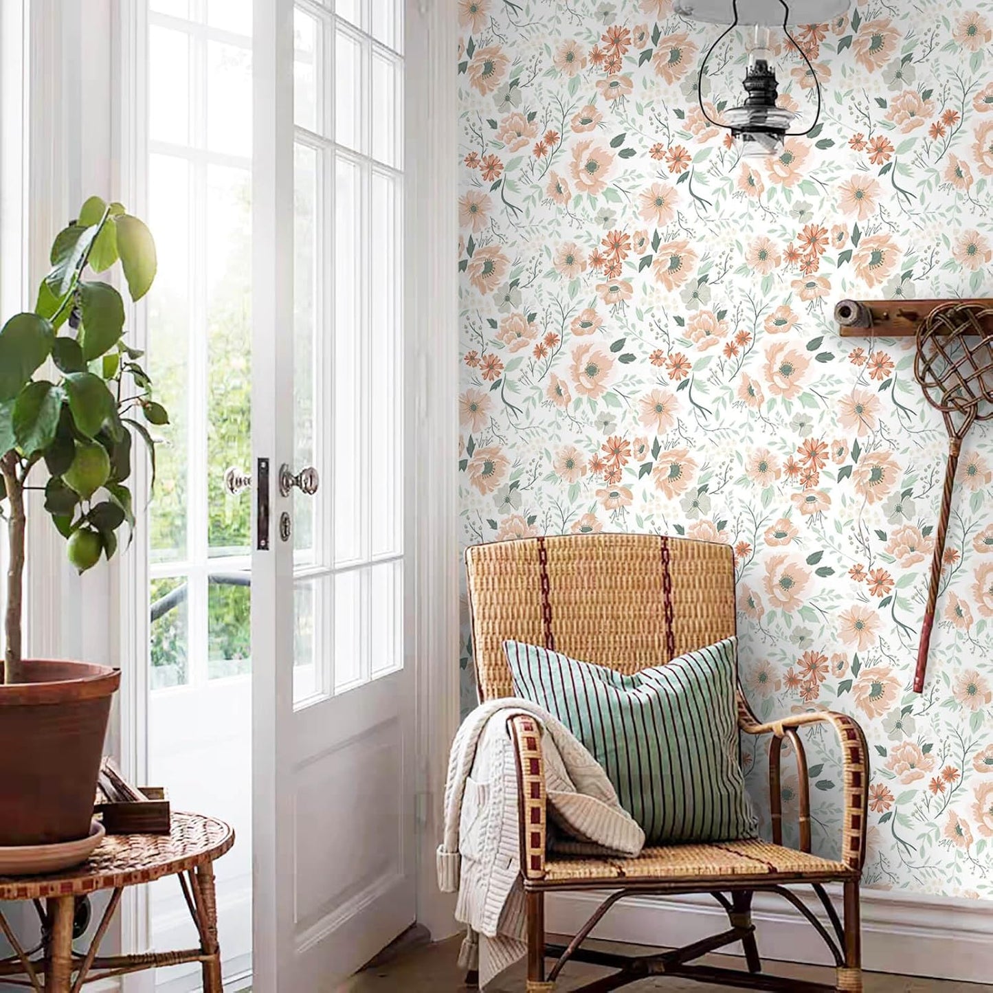 Heroad 16.1''x118'' Floral Peel and Stick Wallpaper Vintage Contact Paper Pink Rose Wall Paper Removable Renter Friendly Wallpaper for Bathroom Bedroom Nursery Waterproof Self Adhesive Vinyl Rolls