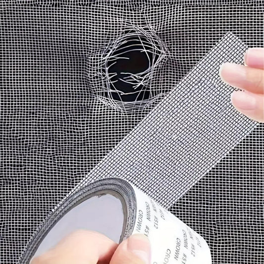 Tough & Long-Lasting Window Screen Repair Tape - Instant Patch for Rips and Holes, Self-Adhesive Fiberglass Mesh, Easy Application on Windows, Doors and Screens (2 Inch Width,6.5Ft Length)