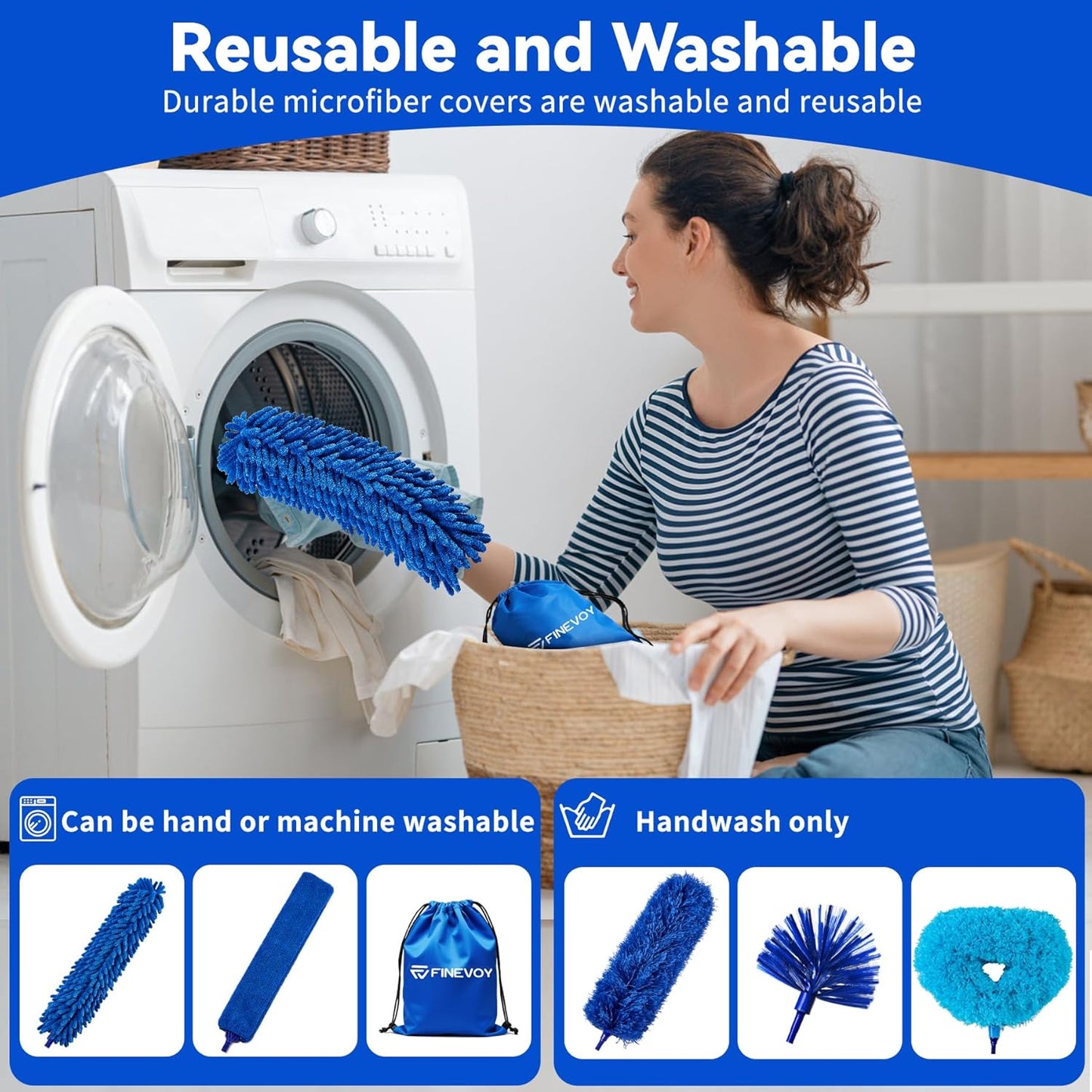 Dusters for Cleaning, Duster with Extension Pole 5 in 1 Kit, Cobweb Duster, Long Dusters for High Ceilings, Microfiber Dusters for Ceiling Fan, Blinds and Furniture
