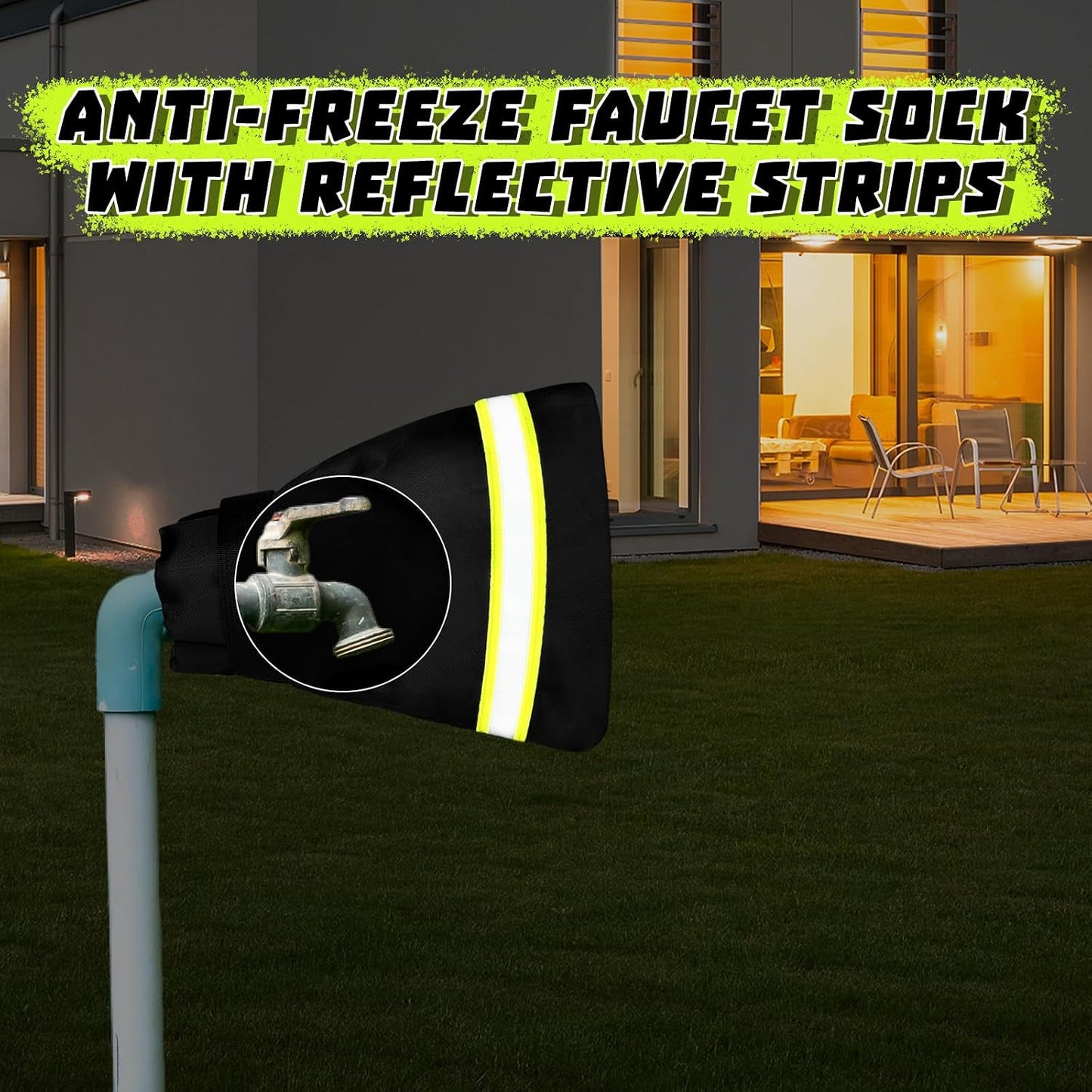 4 Pack Outdoor Faucet Covers,Thicken Outside Faucet Socks for Winter Freeze Protection,Reusable Waterproof Hose Bib Cover with Reflective Strip for Garden(5.9" W x 7.1" H )