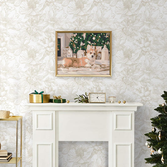Ismoon Vintage Floral Wallpaper Peel and Stick Beige and Green Contact Paper 17.3inx6.5ft Removable Self Adhesive Wall Paper for Bathroom Bedroom Cabinet Mural Wall Decor Vinyl Renter Friendly
