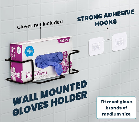 Alpine Industries Single Box Wire Wall Mount Glove Dispenser - Mounted Organizer Rack for Disposable Surgical Glovebox & Tissue Boxes - Hanging Lab & Kitchen Storage (White, 1 Box)