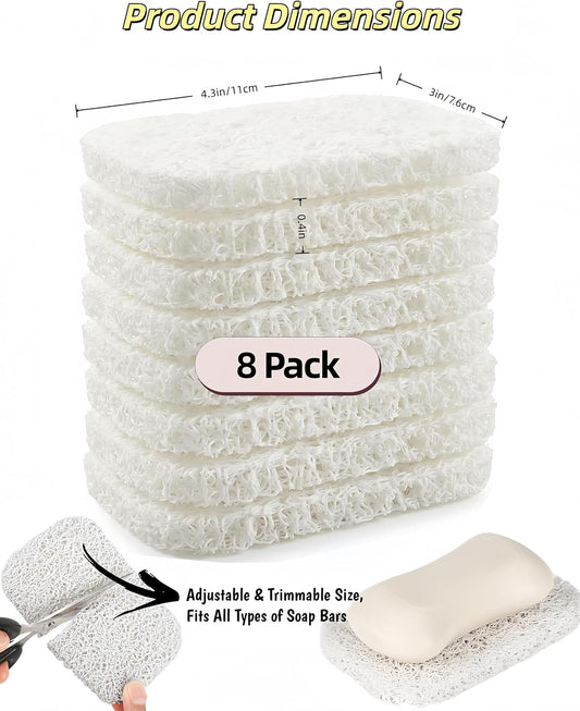 8 Pack Soap Saver Pads,Self Draining Soap Holder Pad for Bar Soap,4.3"×3" Soap Saver Holder,PVC Lifting Mats for Shower Bathroom Kitchen Sink, Keep Soap Dry