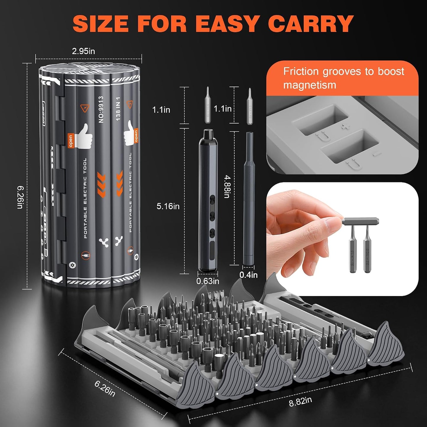138-IN-1 Electric Screwdriver Set Cordless, Rechargeable Screw Driver with LED Light, 120 Precision Bits, Magnetic Storage Professional Home Repair Tool Kit for Electronics, Camera, Watch, PC RC