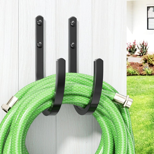 Garden Hose Holder Wall Mount - Aluminum Hose Hanger for Outside, Durable Wall-Mounted Hose Holder for Garden & Outdoor Use(4 Hooks)