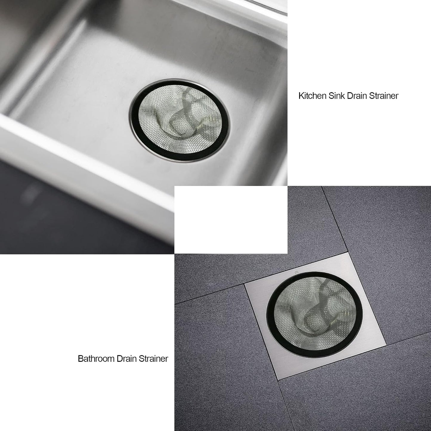 Sink Strainer 2Pcs Stainless Steel Metal Mesh Sink Drain Strainer Large Wide Brim 3.5" Diameter for Most Kitchen Sink Bathroom Bathtub Shower Room Balcony Drains