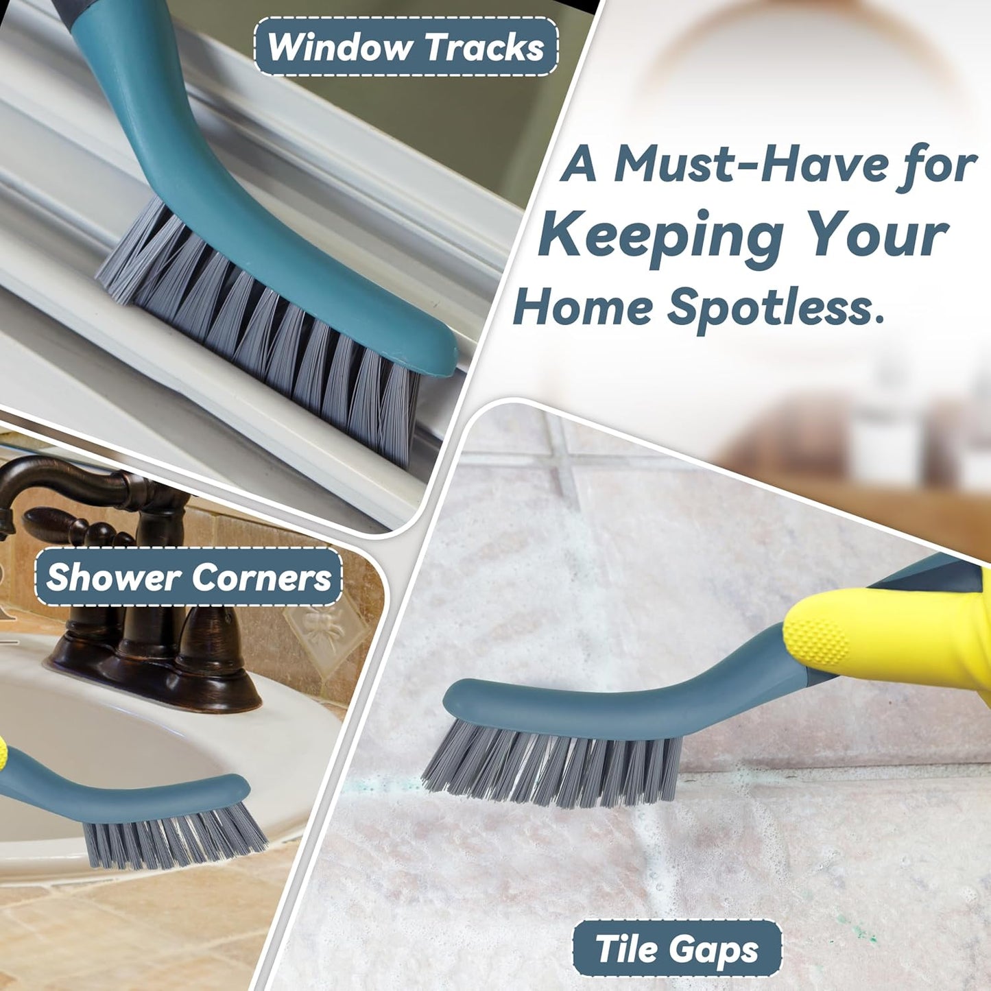 2 Packs Small Brushes for Cleaning, Stiff Bristle Grout Scrub Brushes for Kitchen, Bathroom, and Tile Floors, Ideal for Gaps, Crevices, and Window Tracks
