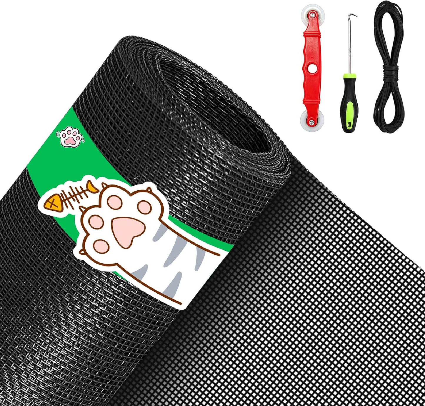 QWR Pet Proof Window Screen Replacement Kit, 39"x118" Durable High Hardness Screen Mesh Replacement Window Screens Repair Kit for Sliding Screen Door,Patio and Windows.(Folded Package with Tool Kit)
