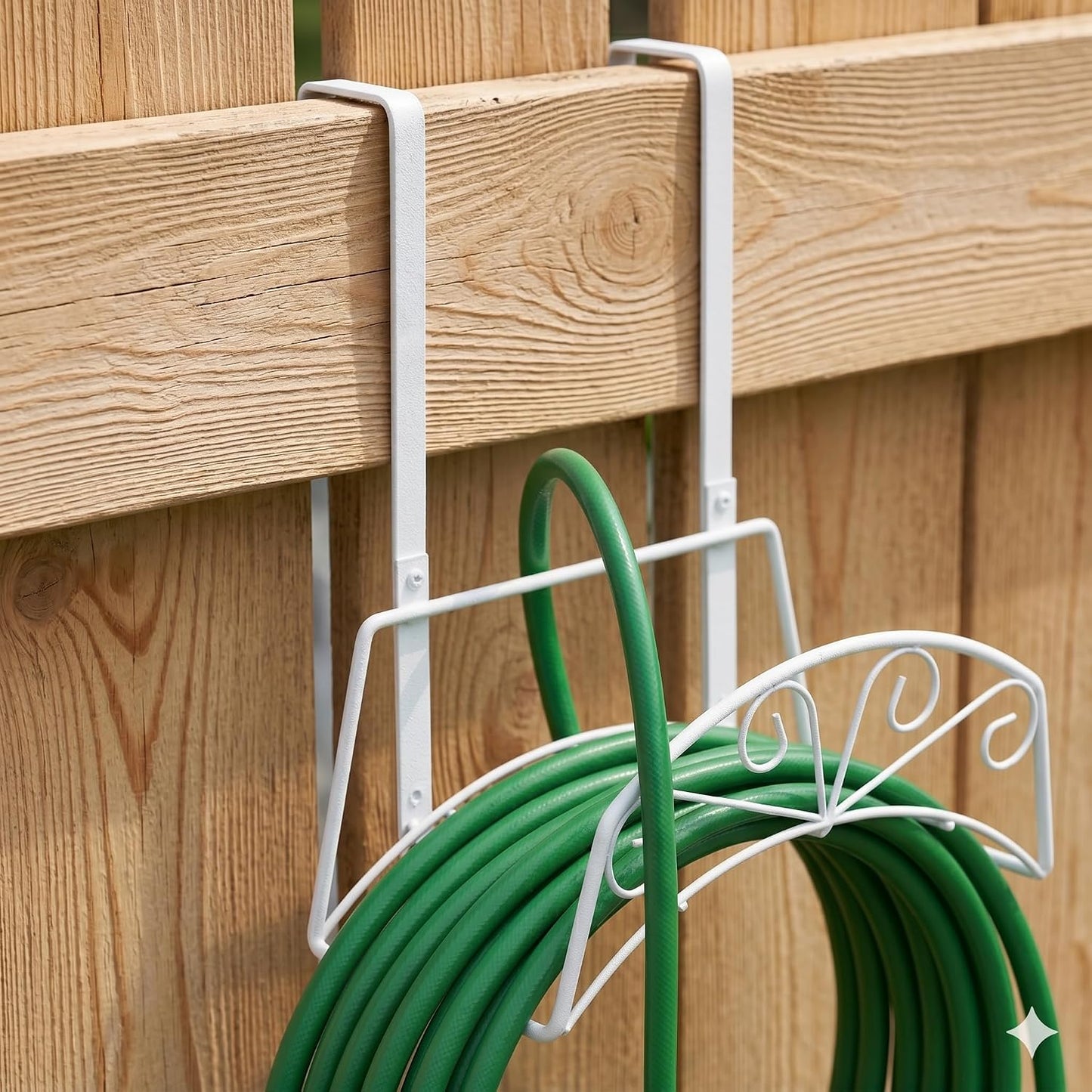Garden Hose Holder, Sturdy Hose Storage Organizer Reel Rack for Outside Garden Lawn Yard Farm -Wall Mount Or Hanger (White)