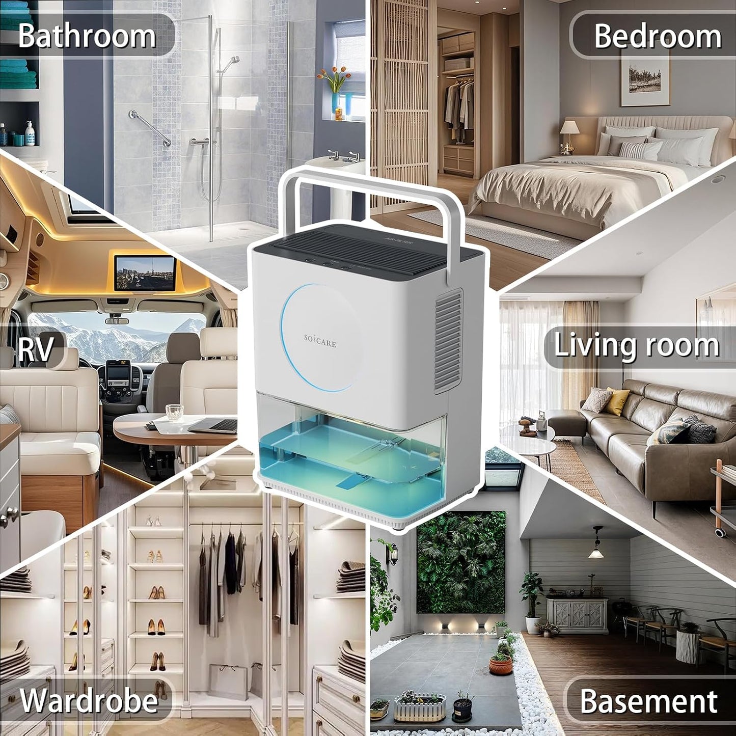 108 OZ (3.2L) Home Dehumidifier, Small Portable Room Dehumidifier for Bedroom Bathroom Basement RV Closet with HEPA Filter/Ambient Lights/Timer/Auto Off/Defrosting Function, White