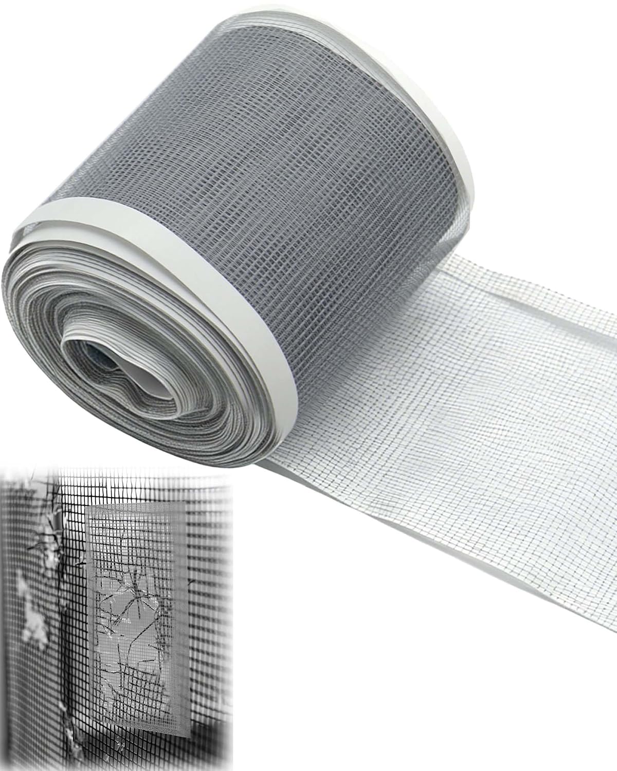 Window Screen Repair Patch, Traceless Strong Adhesive,Nano Fiber Mesh Patch Roll for Screen Door tears Holes and Insect Proof Net Hole (3.94 in x 32.81 ft) (Grey-10cm)