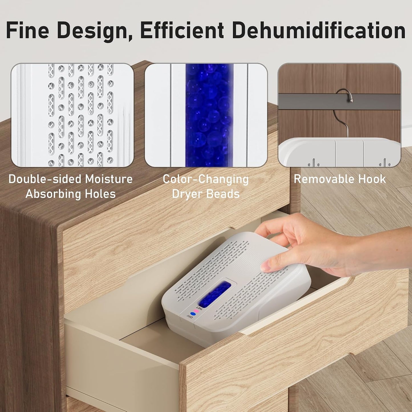 Pack of 2 ATKMAYI Rechargeable Small Dehumidifier for Bathroom, Detachable Hanging Dehumidifier for Bedroom, Gun Safe, Closet, Portable Moisture Absorbers with Dual-Sided Suction
