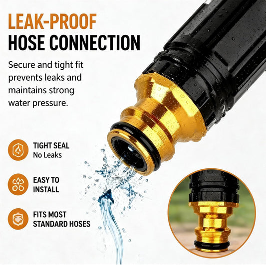 Heavy Duty Hose Nozzle, Adjustable High Pressure Water Hose Nozzle with Metal Garden Hose Sprayer, Leak-Proof Jet Spray Nozzle for Car Wash, Lawn, Garden Watering, Patio Cleaning