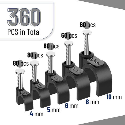 Bates- Cable Clips with Steel Nails, 200 pcs, White, Large, 2-Nail Cord Clips for Wires on Wall, Cable Wall Clip, Wire Wall Clips, Cable Wire Clips, Coaxial Cable Clips, Cord Wall Clip