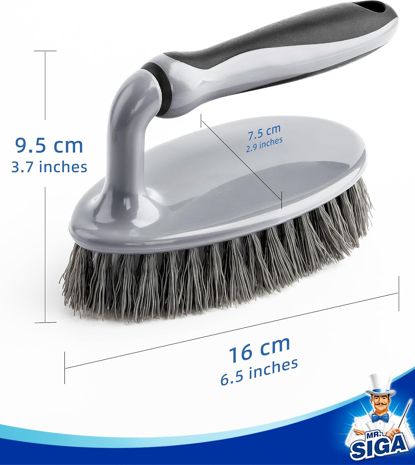 MR.SIGA Heavy Duty Scrub Brush with Comfortable Grip, Cleaning Brush for Bathroom, Shower, Sink, Floor, 2-Pack