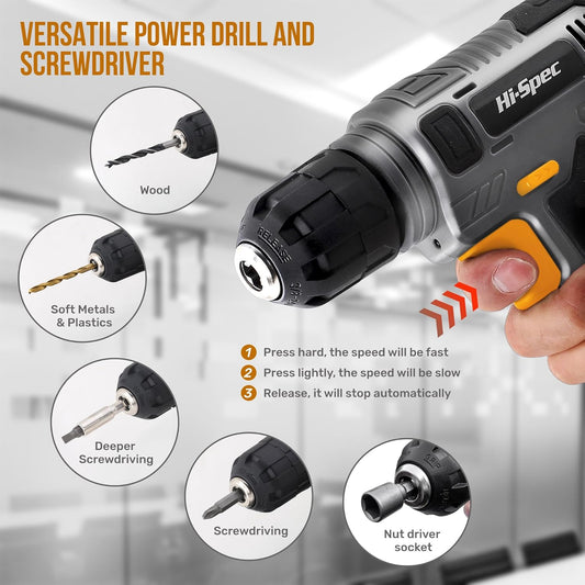 Hi-Spec Pink Tool Set with 8V Drill Set. Complete Cordless & Rechargeable USB Electric Drill Driver Kit for Women, Home DIY Repair & Maintenance, in a Compact Toolbox.