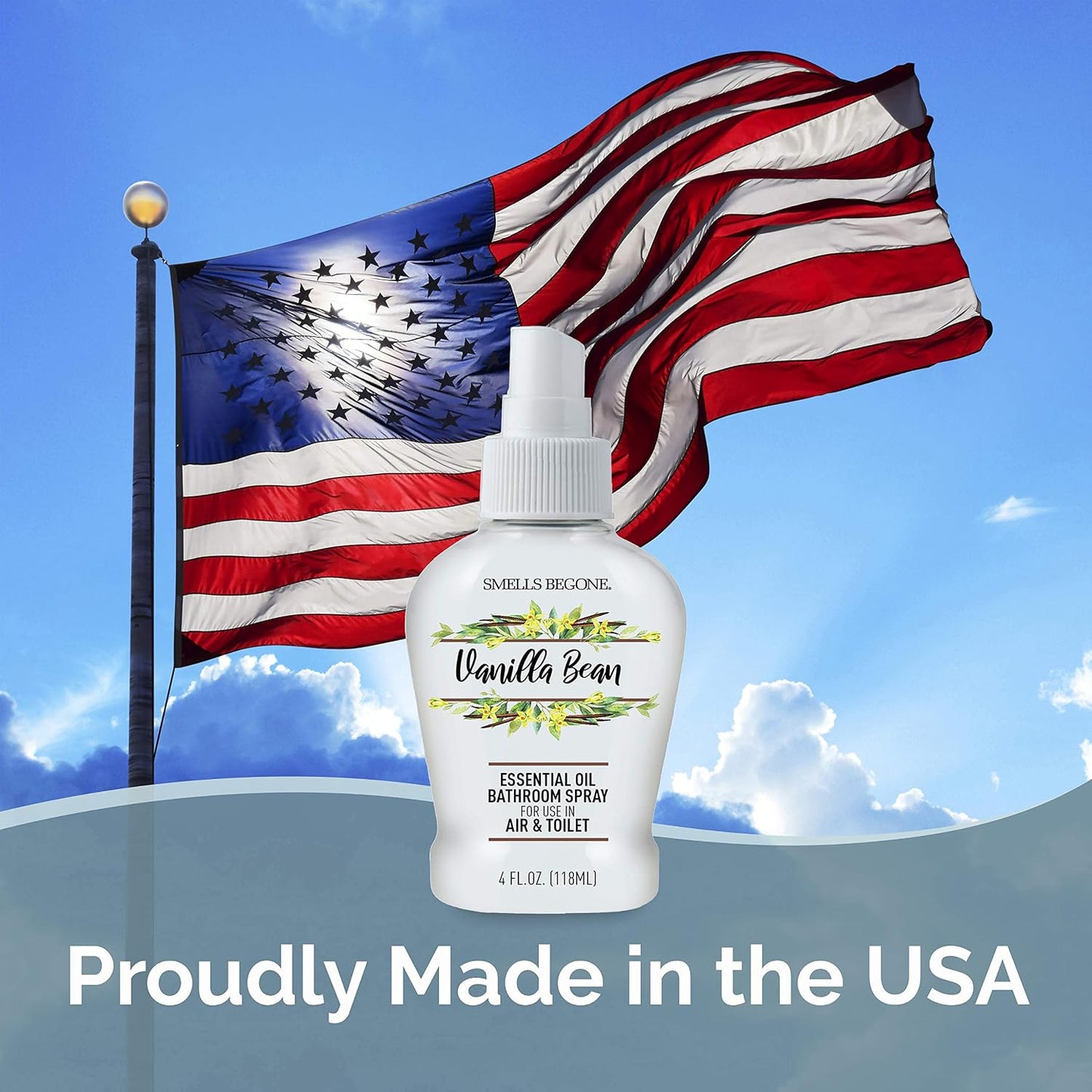 SMELLS BEGONE 4 oz Essential Oil Bathroom Spray - Instantly Eliminate Toilet & Bathroom Odors - Air Freshener Made with Essential Oils (Eucalyptus Mint)