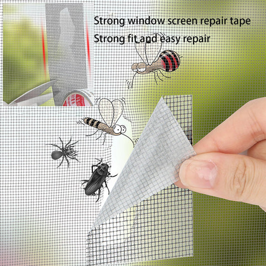 Black Window Screen Repair Tape(2" W×80" L) Strong Adhesive Screen Repair Tape Fiberglass Screen Tape Mesh Repair for Covering Windows or Doors Pet Mesh Cage Tears Holes