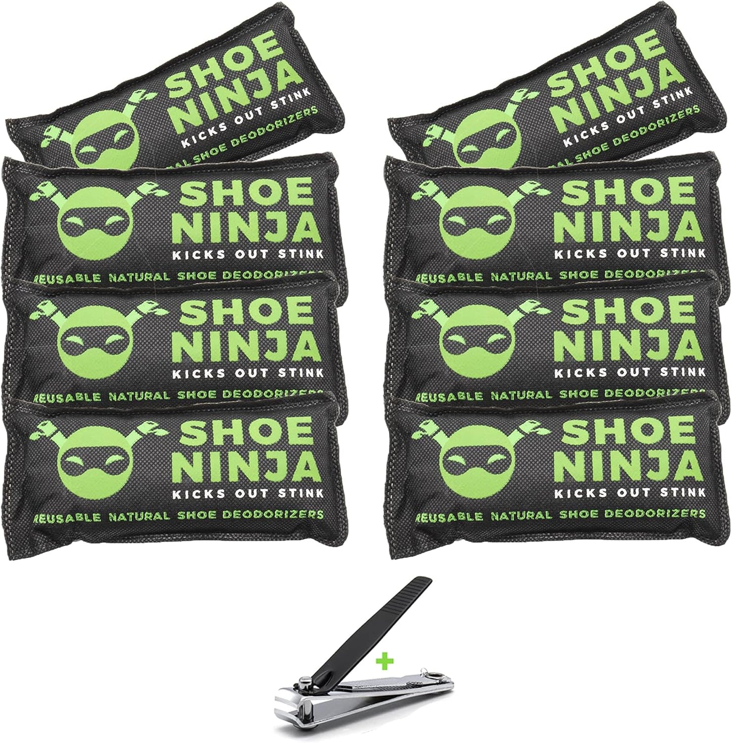 Charcoal Shoe Deodorizer Inserts - Shoe Odor Eliminator - Activated Charcoal Shoe Deodorizer Bags to Absorb Shoe Smell - Pack of 4 Shoe Smell Eliminator with Nail Clippers