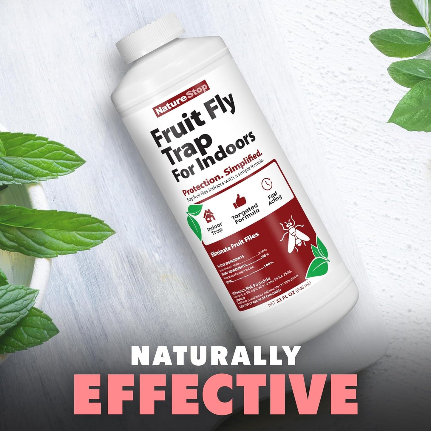 Fruit Fly Trap for Indoors – Attracts & Traps Fruit Flies in Kitchens, Drains & Trash Areas, 32 oz