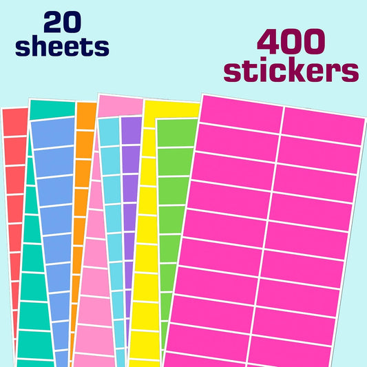 400 Pcs Colored Label Sticker in 10 Colors,3 x 1 Inch Write Color- Coding Labels File Folder Label Self-Adhesive for File Folders,Box Moving,Garage Sale,Price Tags,Study and Work