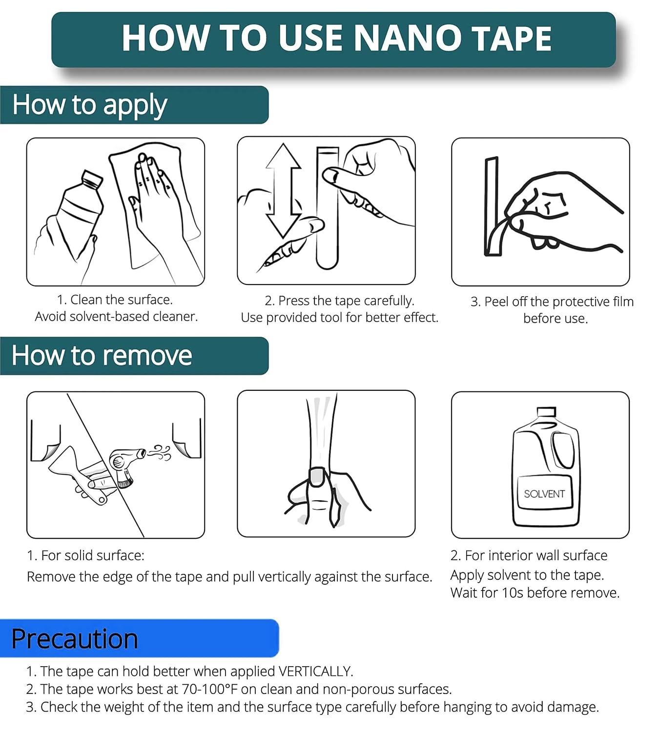 Double Sided Nano Tape, Clear Mounting, Stick Decor Picture, Washable Transparent Tape, Removable Wall Tape Sticky Poster Carpet (9.85 ft)