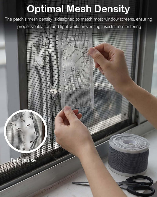 Window Screen Repair Patch, Traceless Strong Adhesive,Nano Fiber Mesh Patch Roll for Screen Door tears Holes and Insect Proof Net Hole (3.94 in x 32.81 ft) (Grey-10cm)