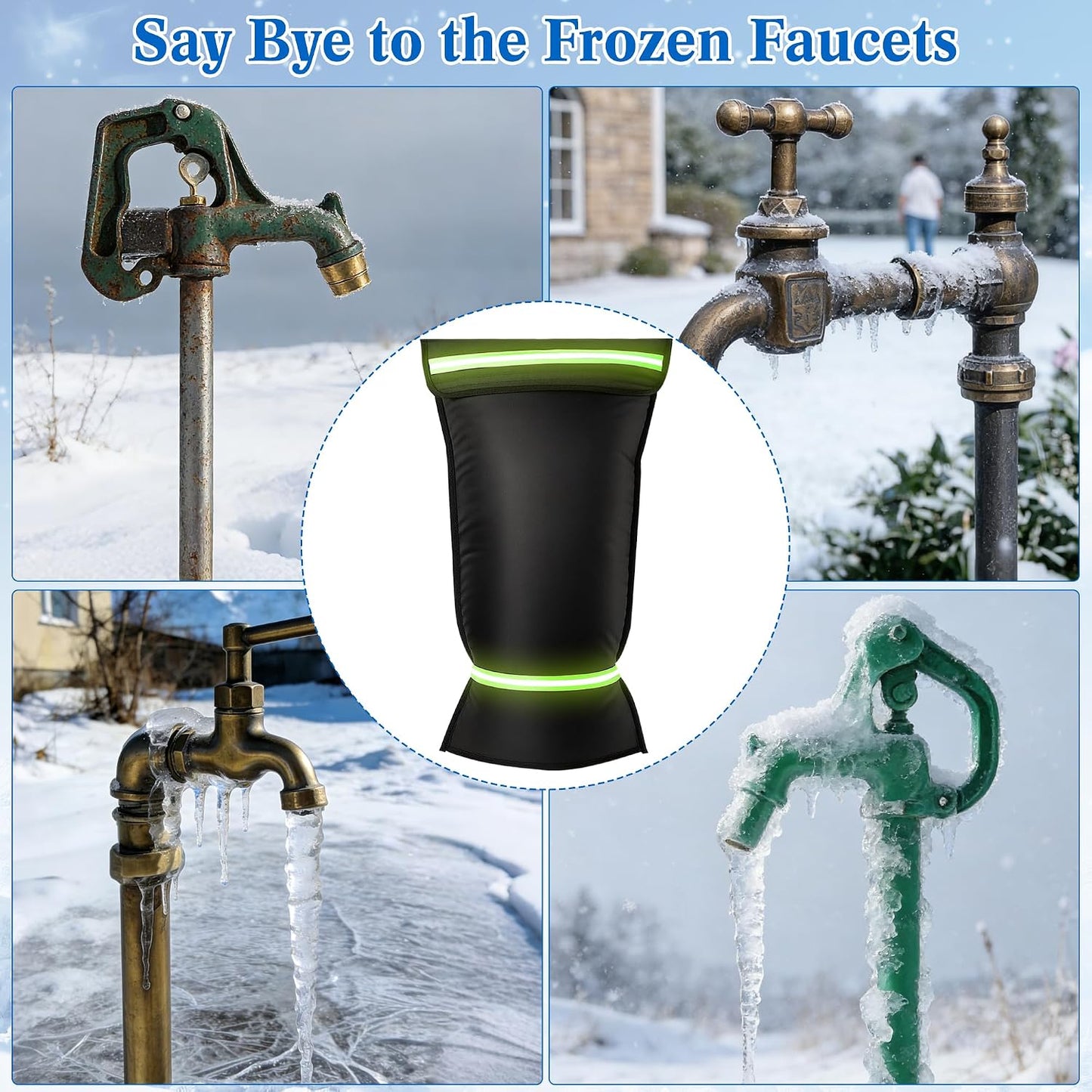 Outdoor Faucet Cover for RV Park Water Spigot, 35"H x 15"W Insulated Outside Faucet Cover Freeze Protection for Winter & Summer, Reusable Long Faucet Sock Fit for Yard Hydrant Hose Bib,Black