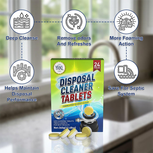 Garbage Disposal Cleaner & Deodorizer Foaming Tablets – Deep Cleans, Reduces Odors & Freshens Kitchen Sink Drain, Disposal Cleaner Tablets for All Garbage Disposals – 24 Count