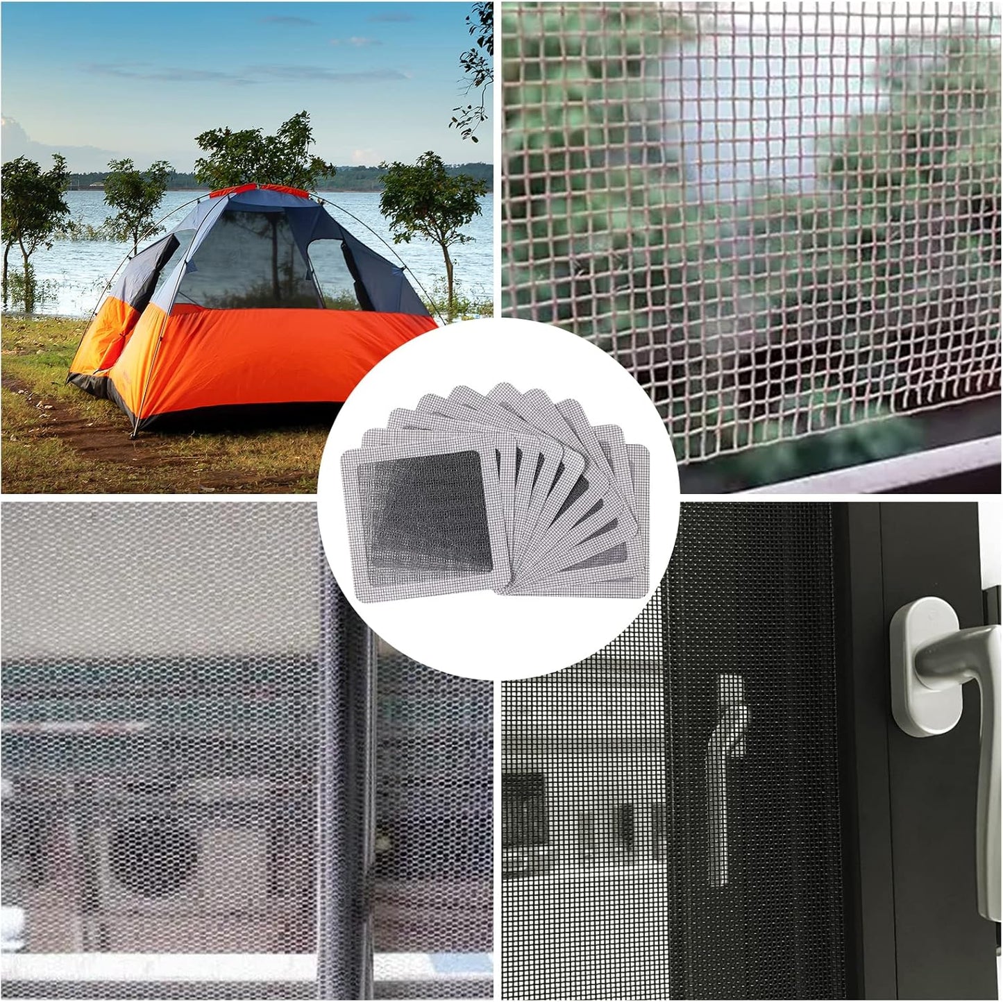 10pcs Mesh Repair Patch, Self Adhesive Window Screen Repair Kit Gray Screen Door Mesh Repair for Repairing Screen Windows Doors Tent Net(Silver)