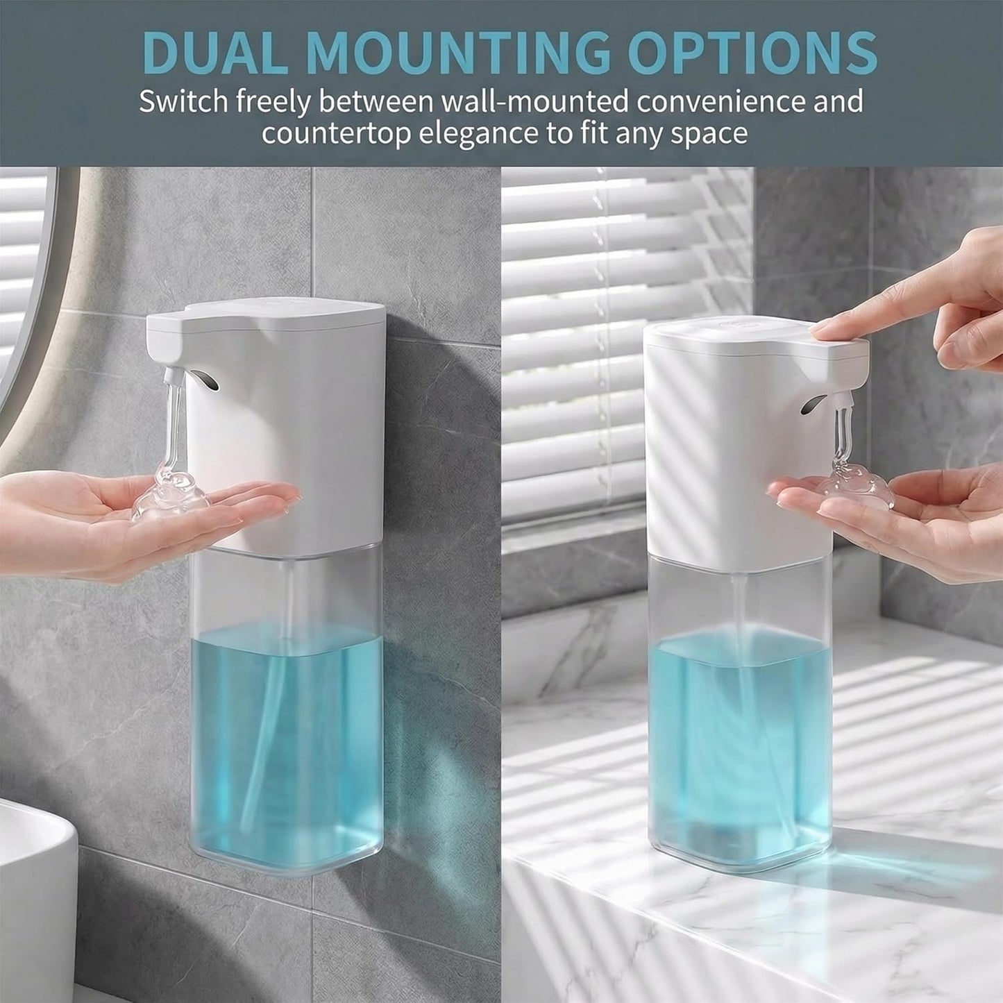 Automatic Foaming Soap Dispenser,Touchless Foam Soap Dispenser 4-Level Adjustable Electric, Auto Bathroom Kitchen Hand Soap Dispenser,12oz/350ml, Wall Mounted, Rechargeable