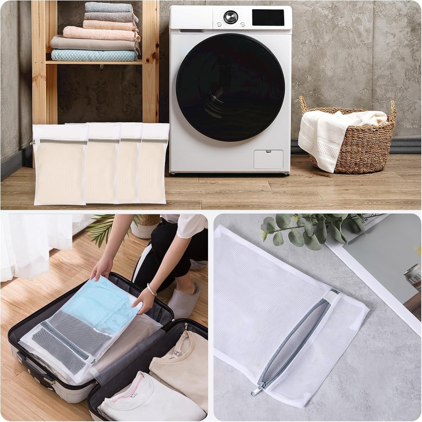 Ouligay 4 Pack Small Mesh Laundry Bags for Delicates 8x12 Inch Mini Lingerie Bags for Washing Delicates Small Bra Washing Bag for Delicate, Lingerie, Bra, Socks, Intimates and Underwear 20x30cm