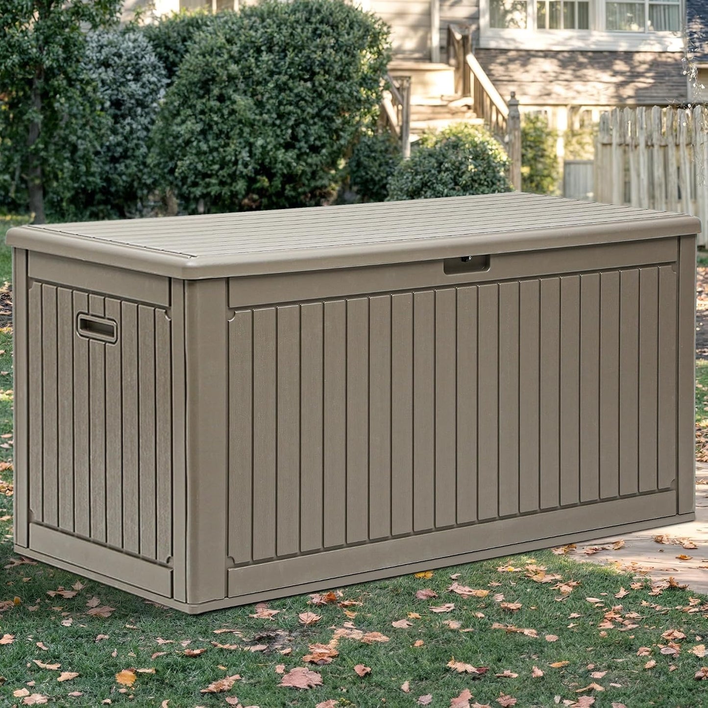 YITAHOME 100 Gallon Large Outdoor Deck Box | Waterproof Resin Storage Box, Lockable Indoor Outdoor Storage Container for Patio Furniture Cushions, Pool Accessories