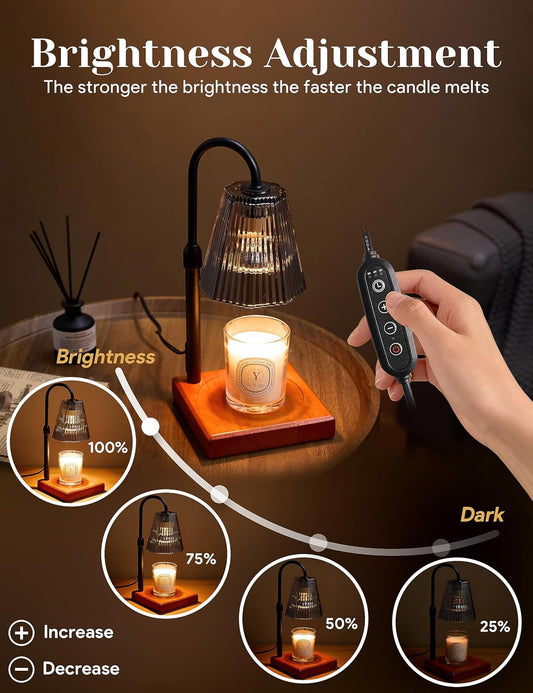 Candle Warmer Lamp with Timer, Dimmable Candle Warmer for Home Decor, Birthday Gifts for Women Mom, Adjustable Height Wax Melt Warmer with 2 Bulbs