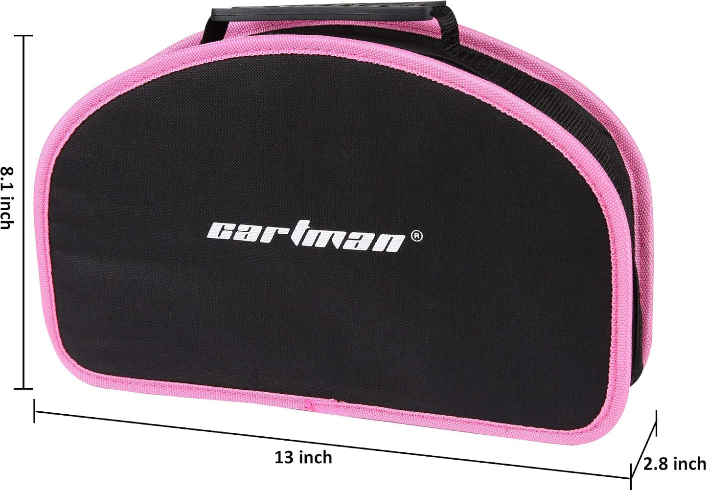 CARTMAN 52-Piece Pink Hand Tool Set, Home Repair Kit With Round Carry Pouch | Compact pink hand tool assortment for home repairs, DIY projects, apartment fixes, office needs, and everyday tasks in pouch.