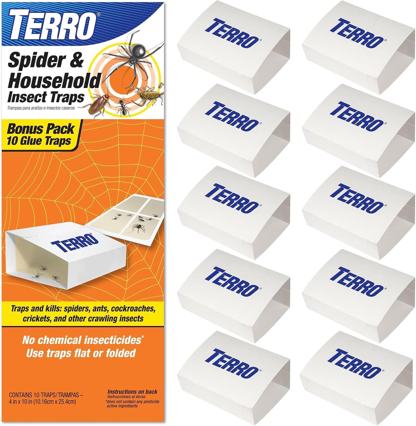 TERRO T3206SR Non-Toxic Indoor Spider, Ant, Cockroach, Centipede, & Insect Traps - Includes 12 Bug Traps Indoor for Homes