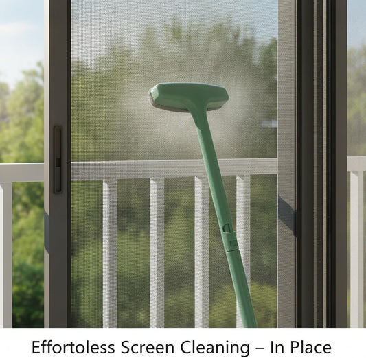 Living Room & Balcony Window Screen Cleaner, Double-Sided Mesh Brush with 13-Inch Handle, PP Plastic Tool for in-Place Cleaning (1 PC)