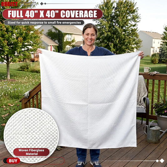 Ougist 2 Pack Emergency Fire Blanket for Home and Kitchen, 40"x40" Fiberglass Fire Blankets for Safety, Flame Suppression for Grill, RV & Camping, Peace of Mind for Your Family