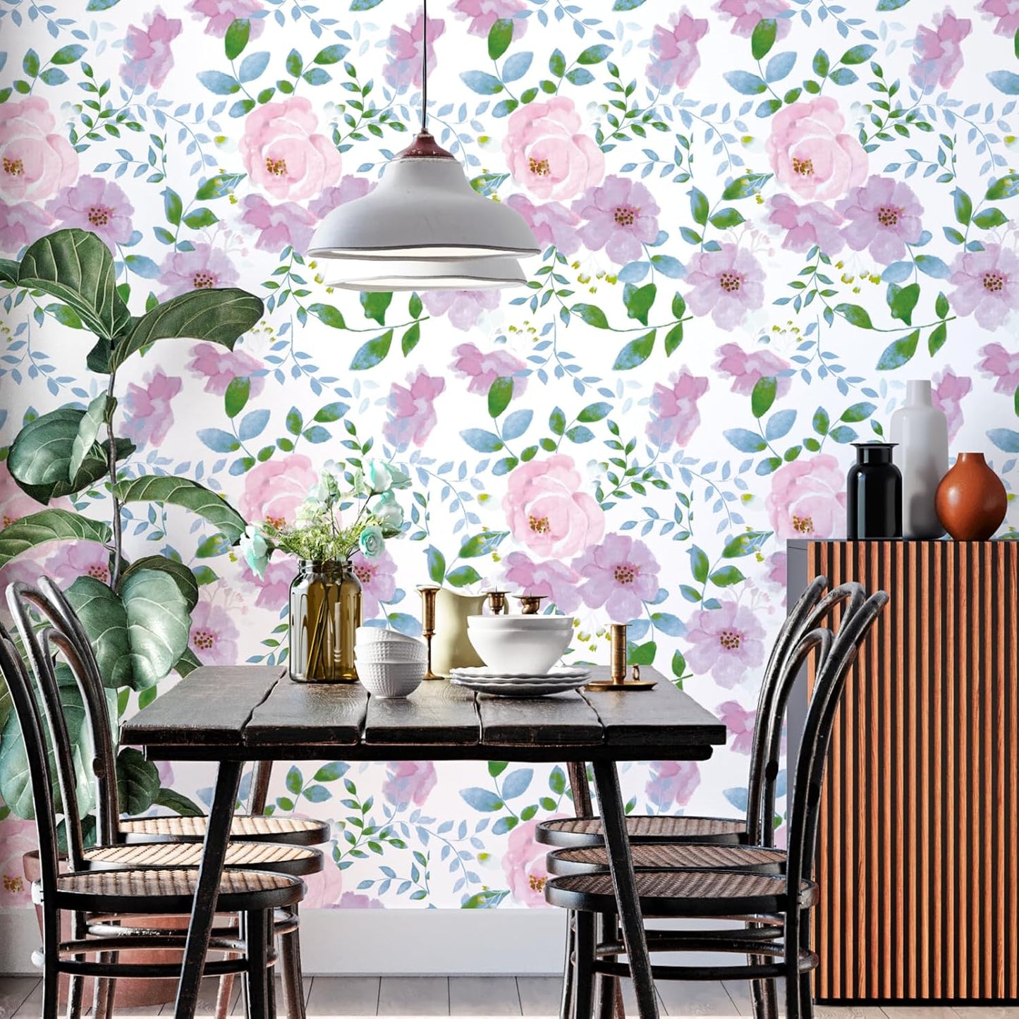 Removable Peel and Stick Wallpaper Boho 17.5 x 118 in Floral for Bedroom Bathroom Easy Peel Off Stick on Wallpaper Contact Paper Renter Friendly Wall Paper