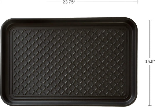 All-Weather Indoor/Outdoor Mat for Boots - Weather-Resistant Hard Plastic Shoe and Boot Tray with Raised Edge by Stalwart (Black, MEDIUM)