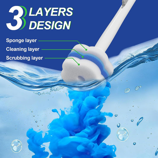 Disposable Toilet Brush and Plunger Set, Dual Handdle Toilet Plunger, All-in-1 Bathroom Cleaning Kit with 18PCS Refills, Toilet Cleaning Stick and Ventilated Holder