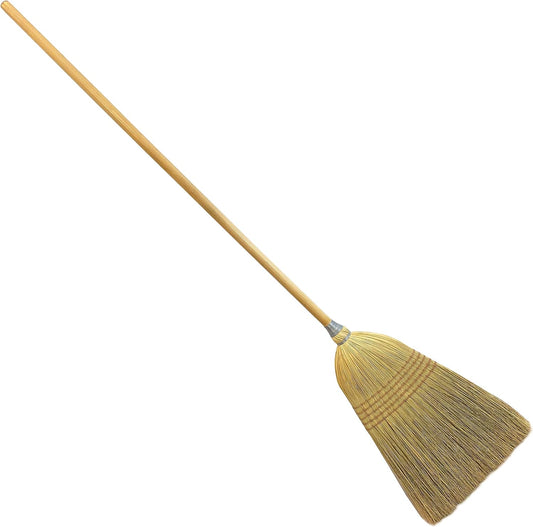 Weiler 95033 Heavy-Duty Corn Broom with Wooden Handle, 5 Sews, 100% Natural Corn Fill for Indoor or Outdoor Sweeping