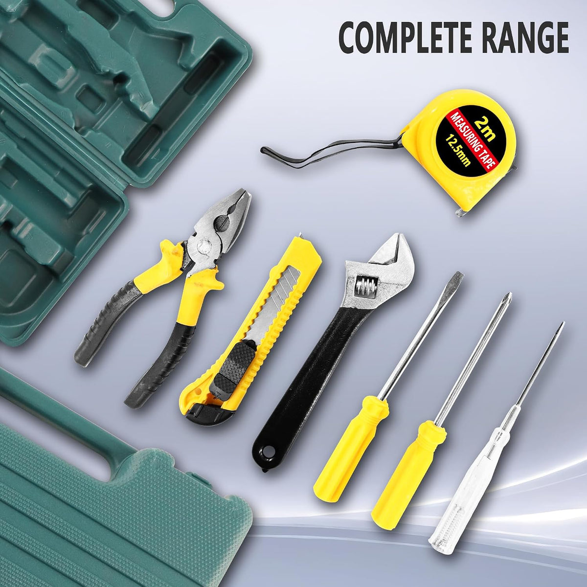 MAYWILLA 8 Piece Hand Tool Kit Basic Set,General Household Repair Small Home Tool Kit with Storage BoX for Car Maintenance,Home,DIY,Office,Garage