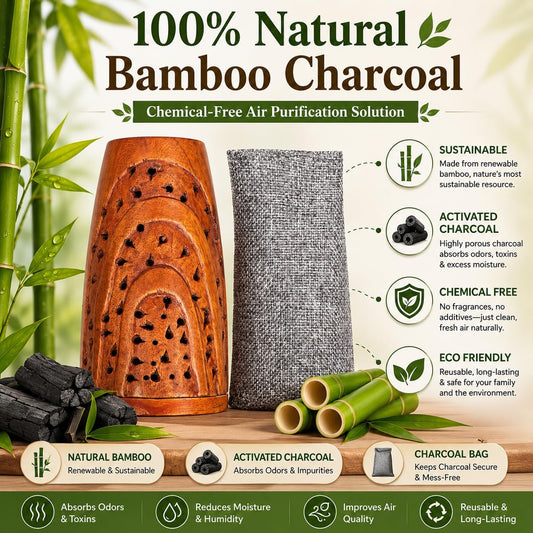 Activated Charcoal Bag | Odor Absorber | Bamboo Charcoal Air Purifying Bag | Natural Deodorizer for Home Kitchen Bathroom | Closet Freshener | Removes Smell & Moisture (Medium)