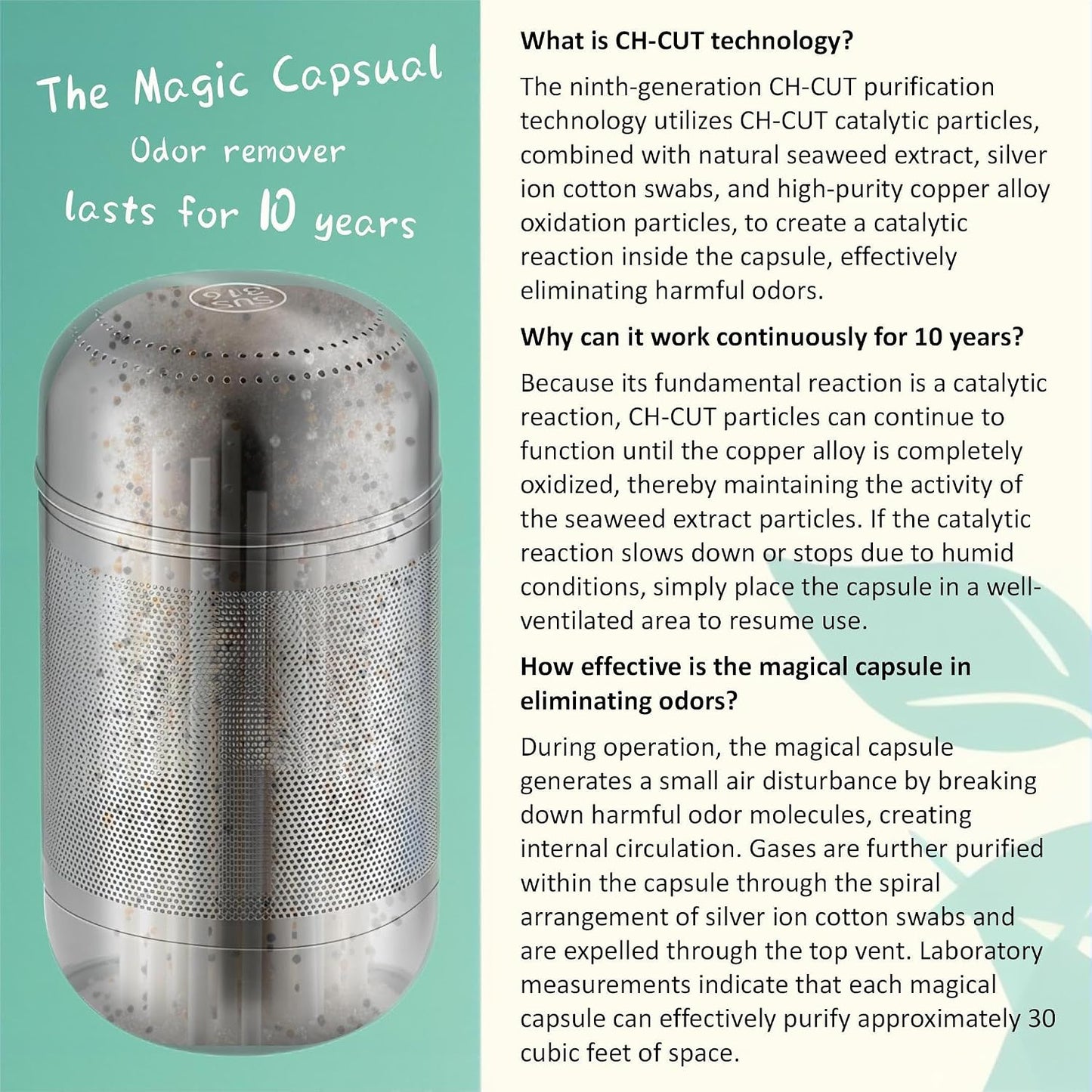 Magic Capsule-2026 NEW Upgrade-Refrigerator Deodorizer, Lasts for 10 Years, Odor Eliminator, Fridge Deodorizer, Beats Baking Soda and Bamboo Charcoal Air Purifying Bags