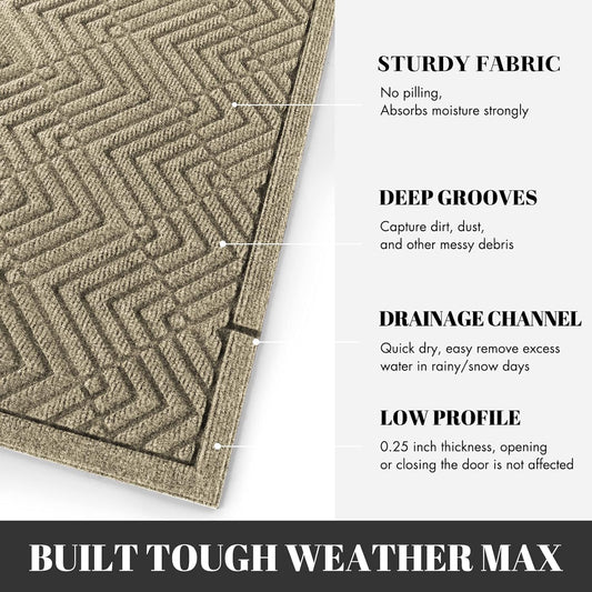 Yimobra Front Door Mat, All-Season Waterproof Outdoor Mat for Entrance with Drainage Holes, Heavy Duty Non-Slip Doormat for Garage Patio Entryway Indoor, 29.5x17, Red