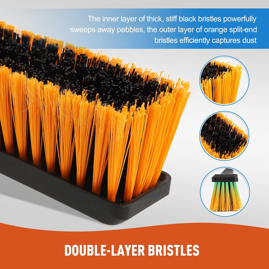 CLEANHOME 24”Push Broom Brush for Floor Cleaning with 65” Long Handle and Stiff Bristles, Heavy Duty Brush for Shop, Deck, Garage, Concrete,Indoor and Outdoor Broom,Orange