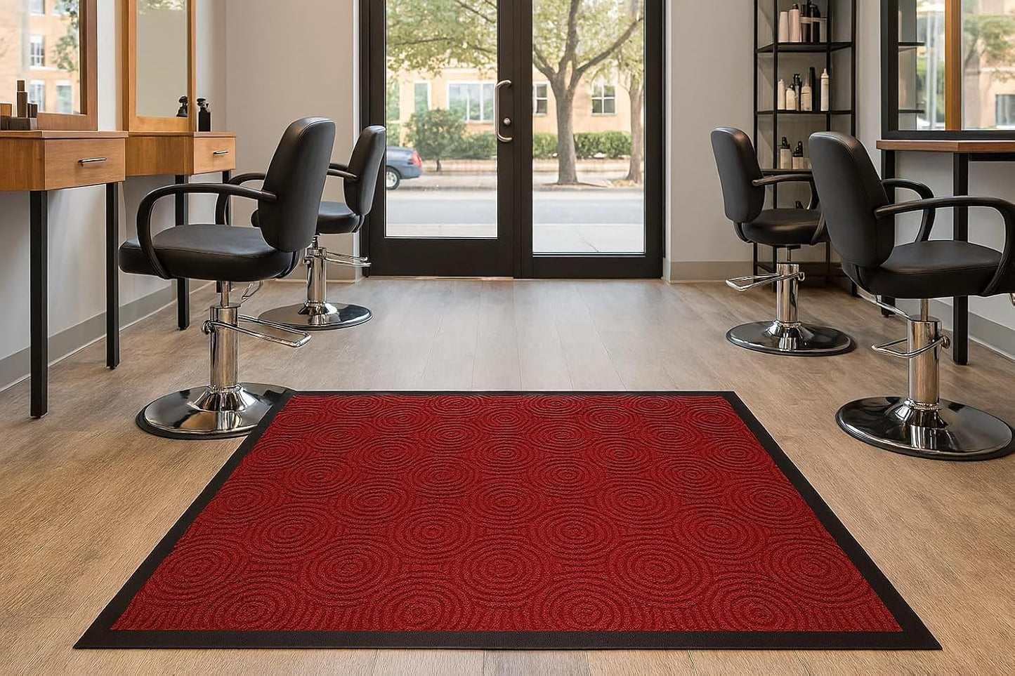 Guardian WGS020304 2' x 3' Indoor/Outdoor Wiper Scraper Floor Mat, Water Guard Spiral Pattern, Rubber Reinforced Ridges Withstand High Traffic, Charcoal