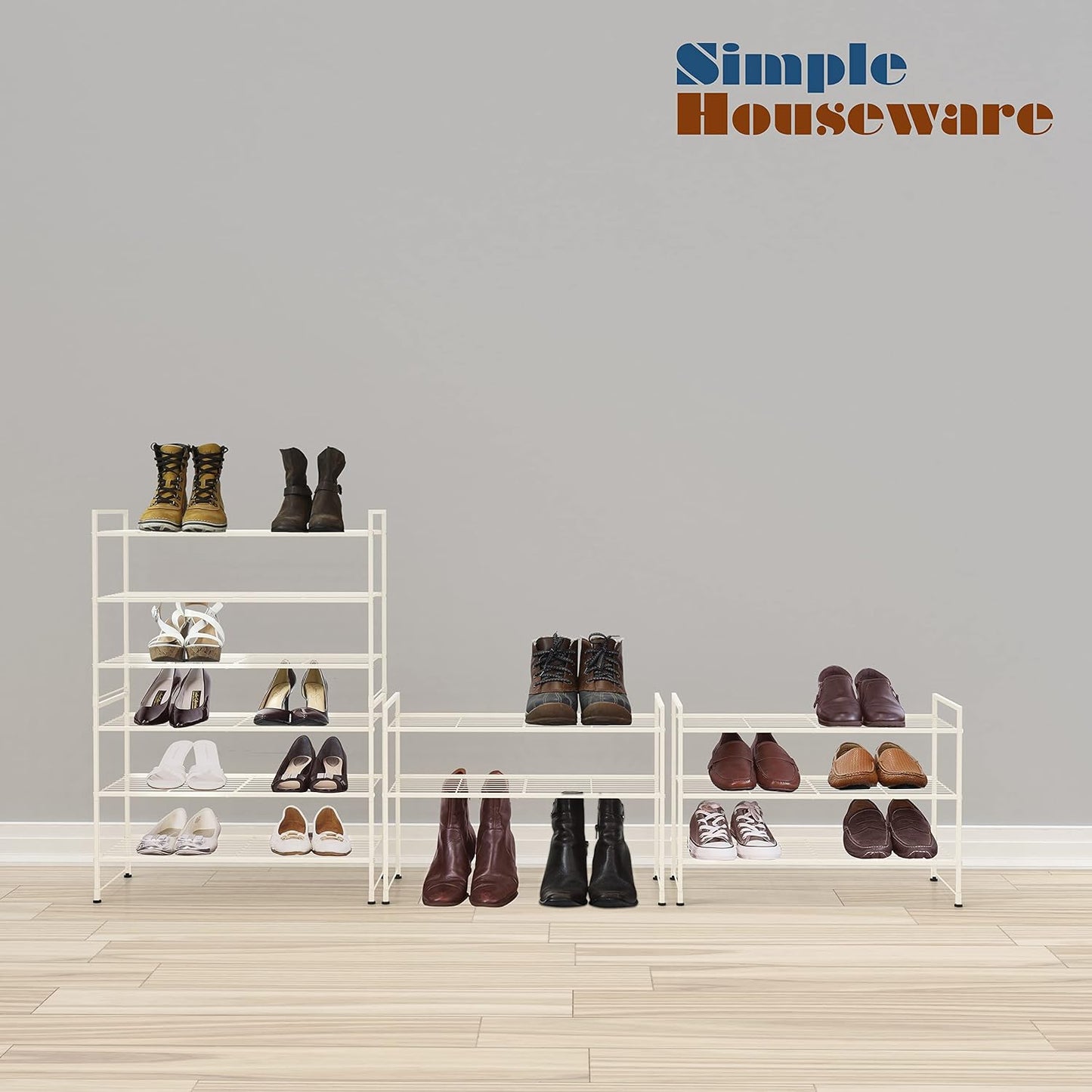 Simple Houseware 3-Tier Stackable Shoes Rack Storage Shelf, Black
