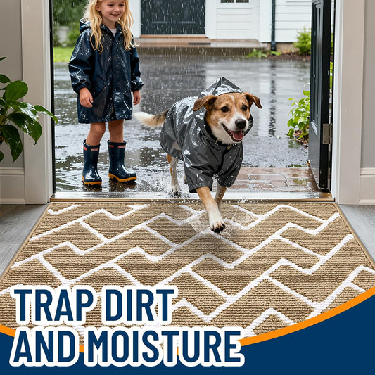 OLANLY Front Door Mat, Non-Slip Rubber Backing, Dirt Resistant and Absorbent, Washable, Easy to Clean Low-Profile Indoor Doormat for Back Door, Entryway, Inside Entrance, 32x20, Grey